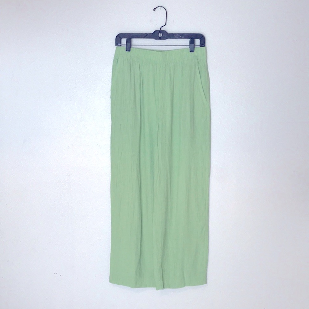 🔥 Madewell Crinkled Crepe Straight-Leg Crop Pants in Seedling - S 🔥